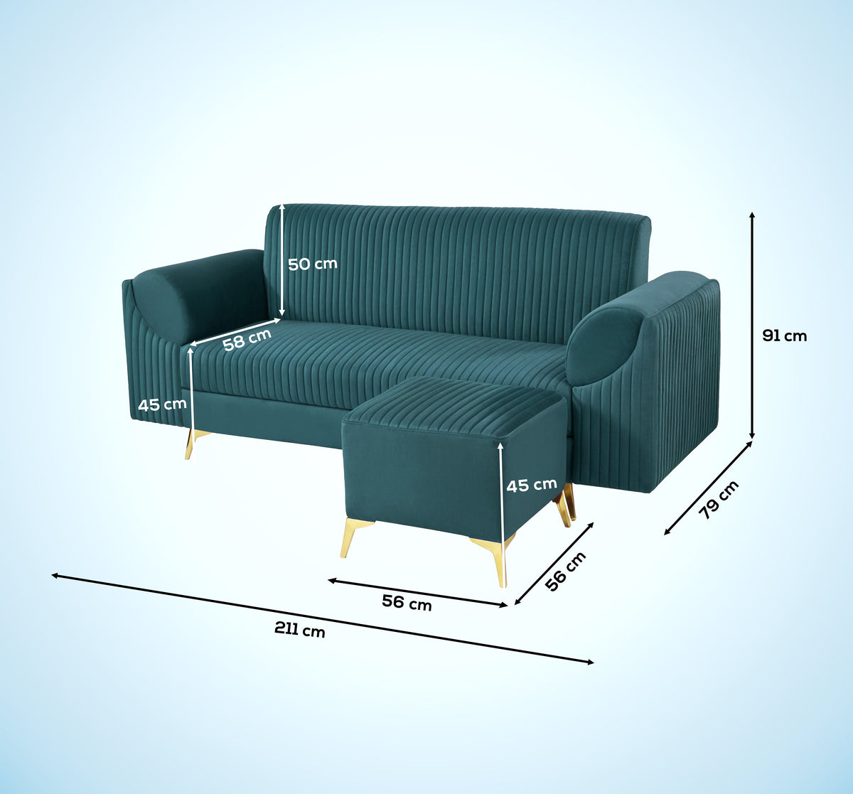 Insopack Sofa Signature 5 Seater Ottoman (Teal)