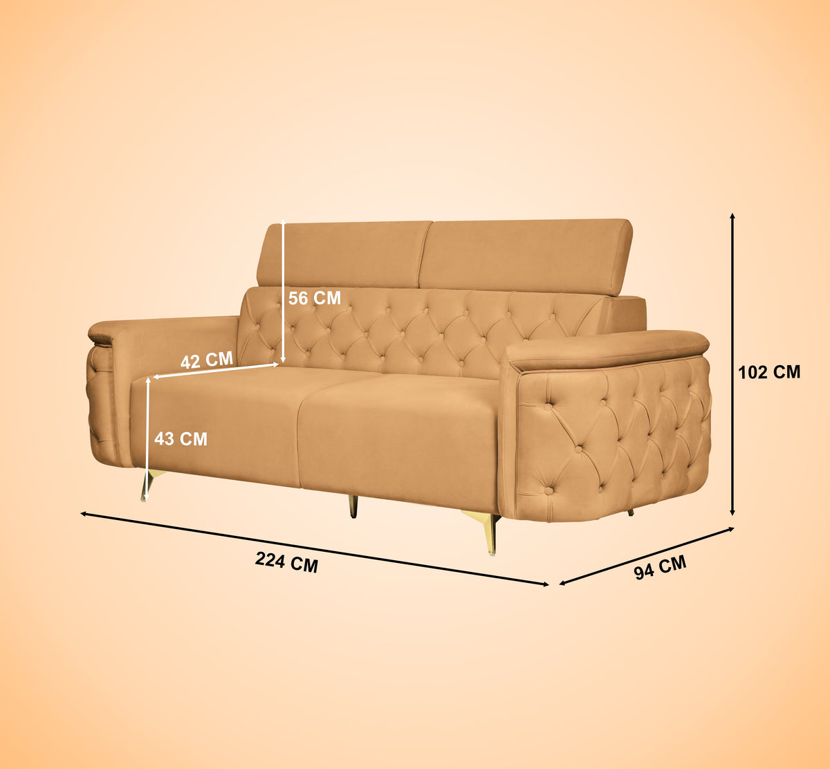 Insopack Sofa Aura 3 Seater Sofa (Beige)