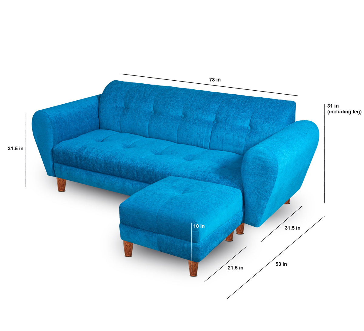 Insopack Sofa Crown 5 Seater with 2 Ottoman (Sky Blue)