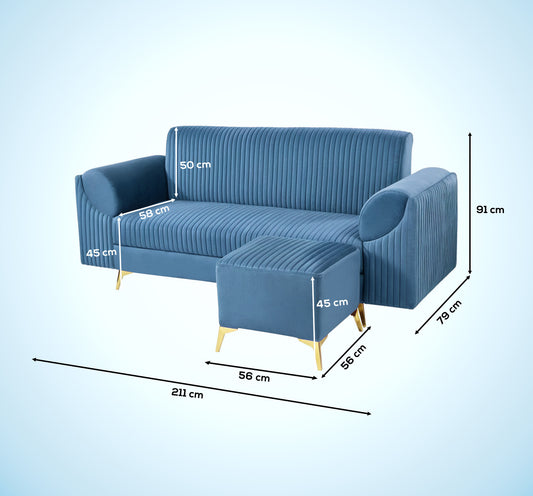 Insopack Sofa Signature 5 Seater Ottoman (Sky Blue)