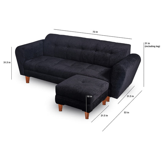 Insopack Sofa Crown 5 Seater with 2 Ottoman (Black)