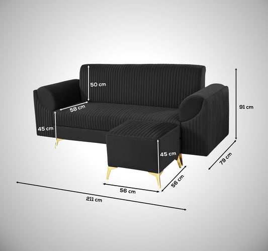 Insopack Sofa Signature 5 Seater Ottoman (Black)