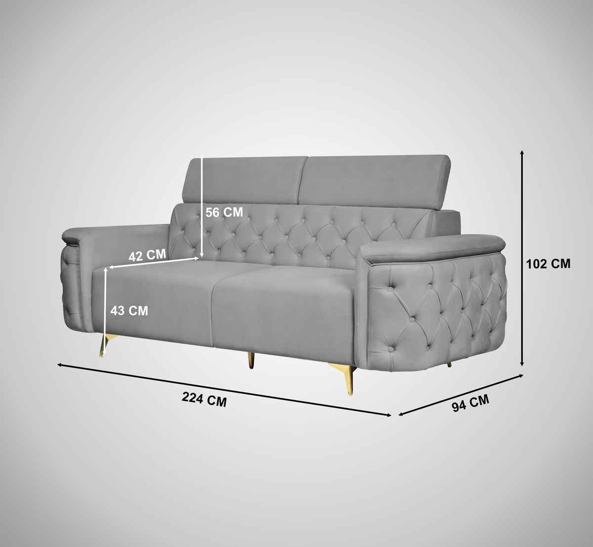 Insopack Sofa Aura 3 Seater (Grey)