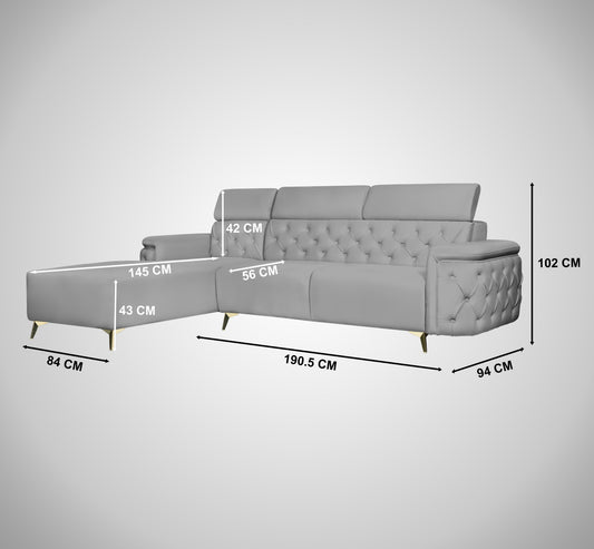 Insopack Sofa Aura 6 Seater LHC (Grey)