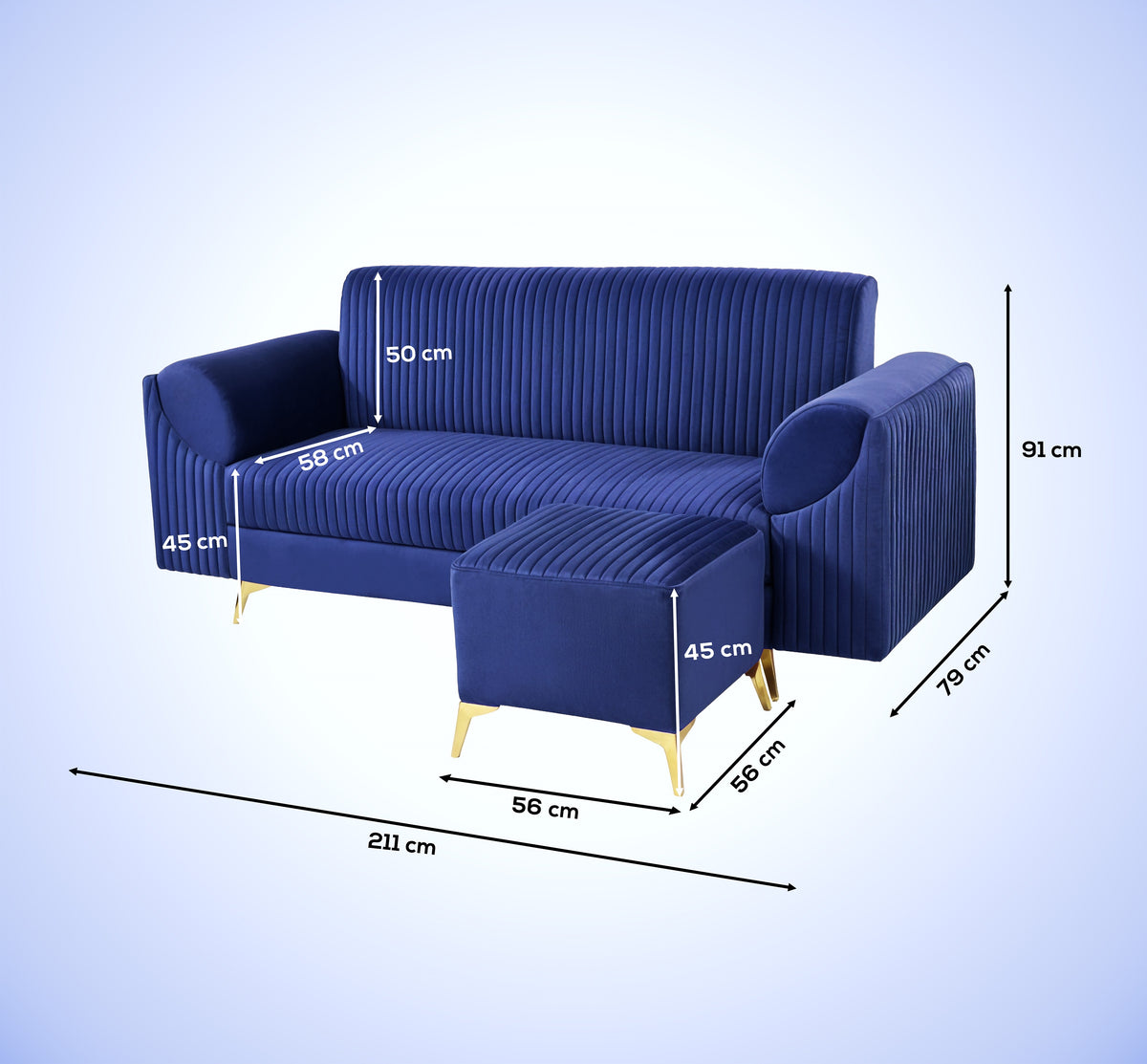 Insopack Sofa Signature 5 Seater Ottoman (Blue)