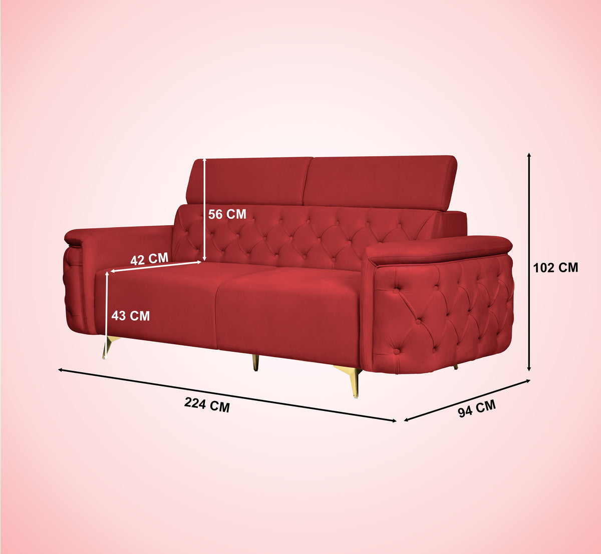 Insopack Sofa Aura 3 Seater (Maroon)