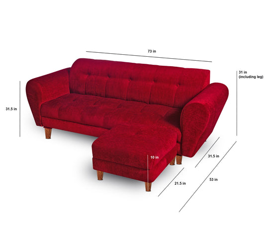 Insopack Sofa Crown 5 Seater with 2 Ottoman (Maroon)
