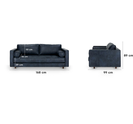 Insopack Sofa Luxe 2 Seater (Oxford Blue)