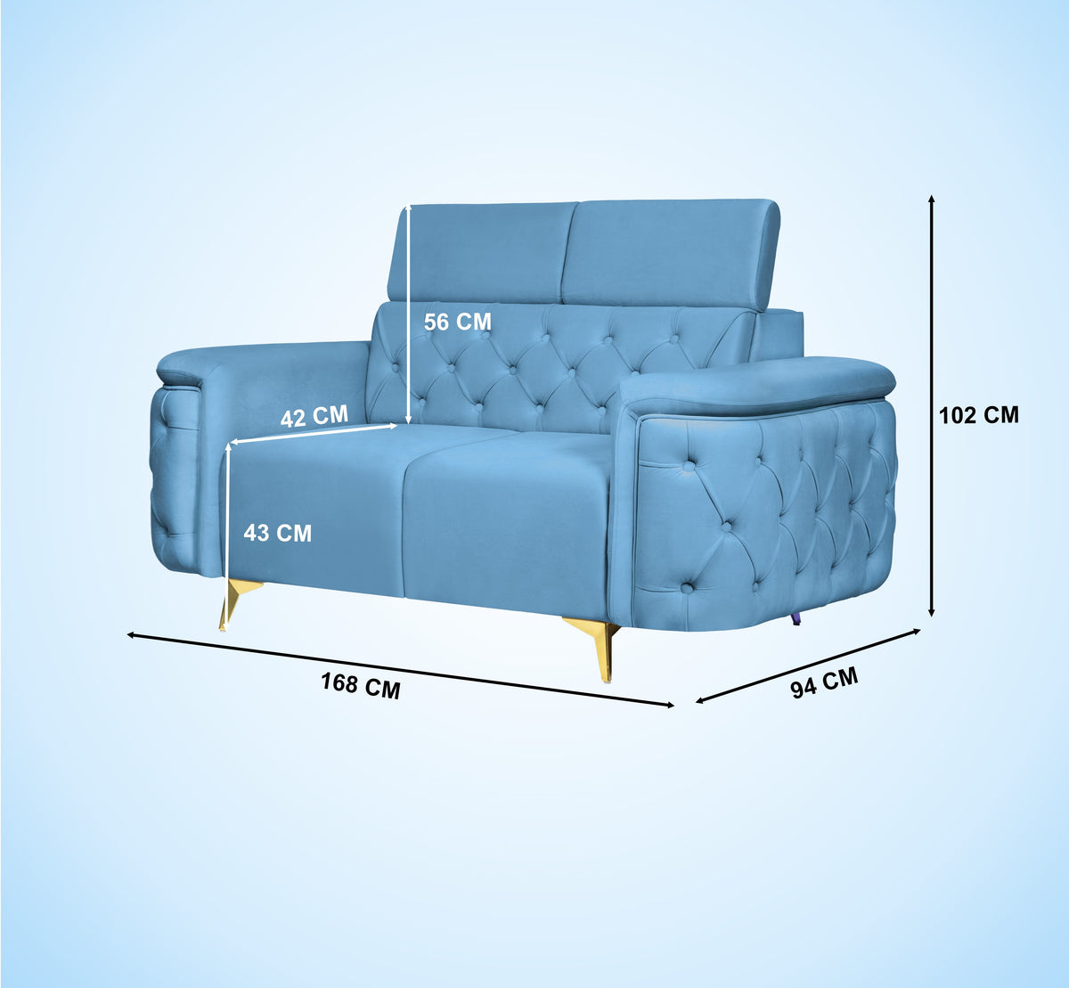 Insopack Sofa Aura 2 Seater (Sky Blue)