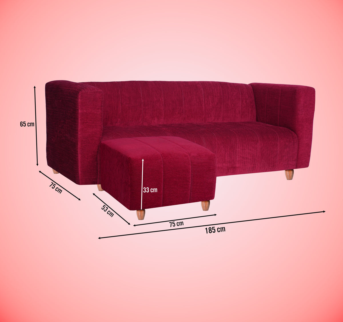 Insopack Sofa Victor 3 Seater with 1 Ottoman (Maroon)