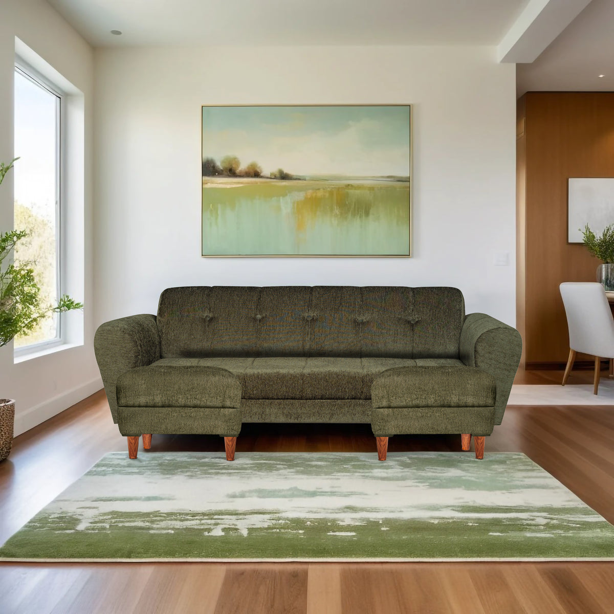 Insopack Sofa Crown 5 Seater with 2 Ottoman (Green)