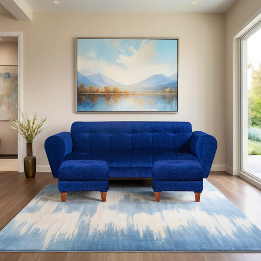 Insopack Sofa Crown 5 Seater with 2 Ottoman (Blue)