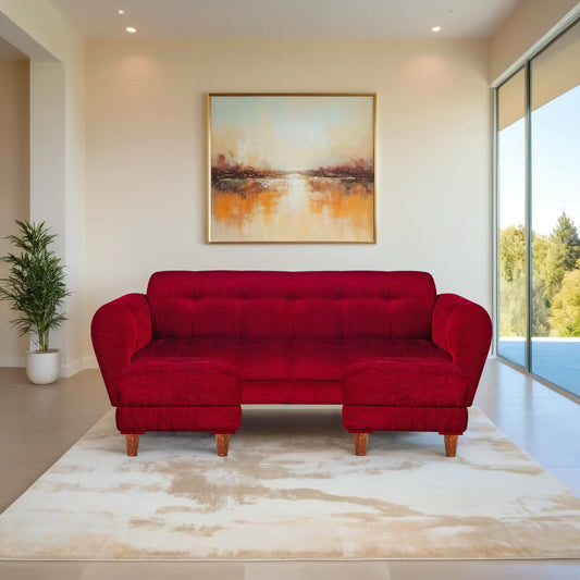 Insopack Sofa Crown 5 Seater with 2 Ottoman (Maroon)