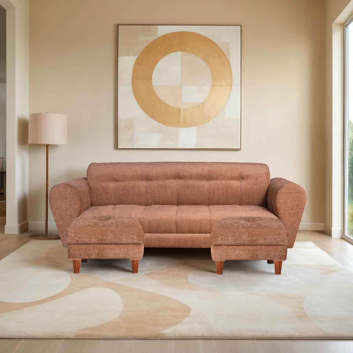 Insopack Sofa Crown 5 Seater with 2 Ottoman (Beige)