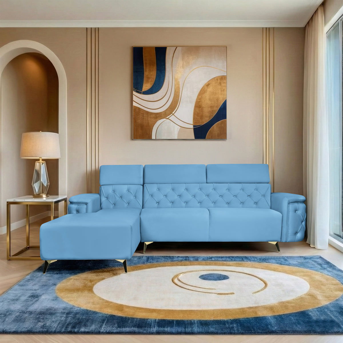 Insopack Sofa Aura 6 Seater LHC (Sky Blue)