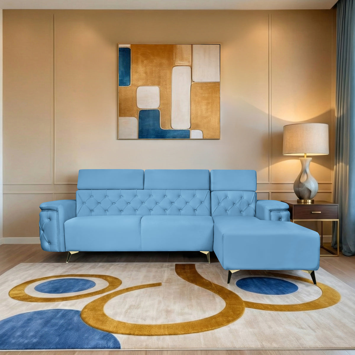 Insopack Sofa Aura 6 Seater RHC (Sky Blue)