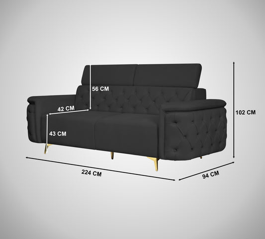Insopack Aura 3 Seater Sofa (Black)