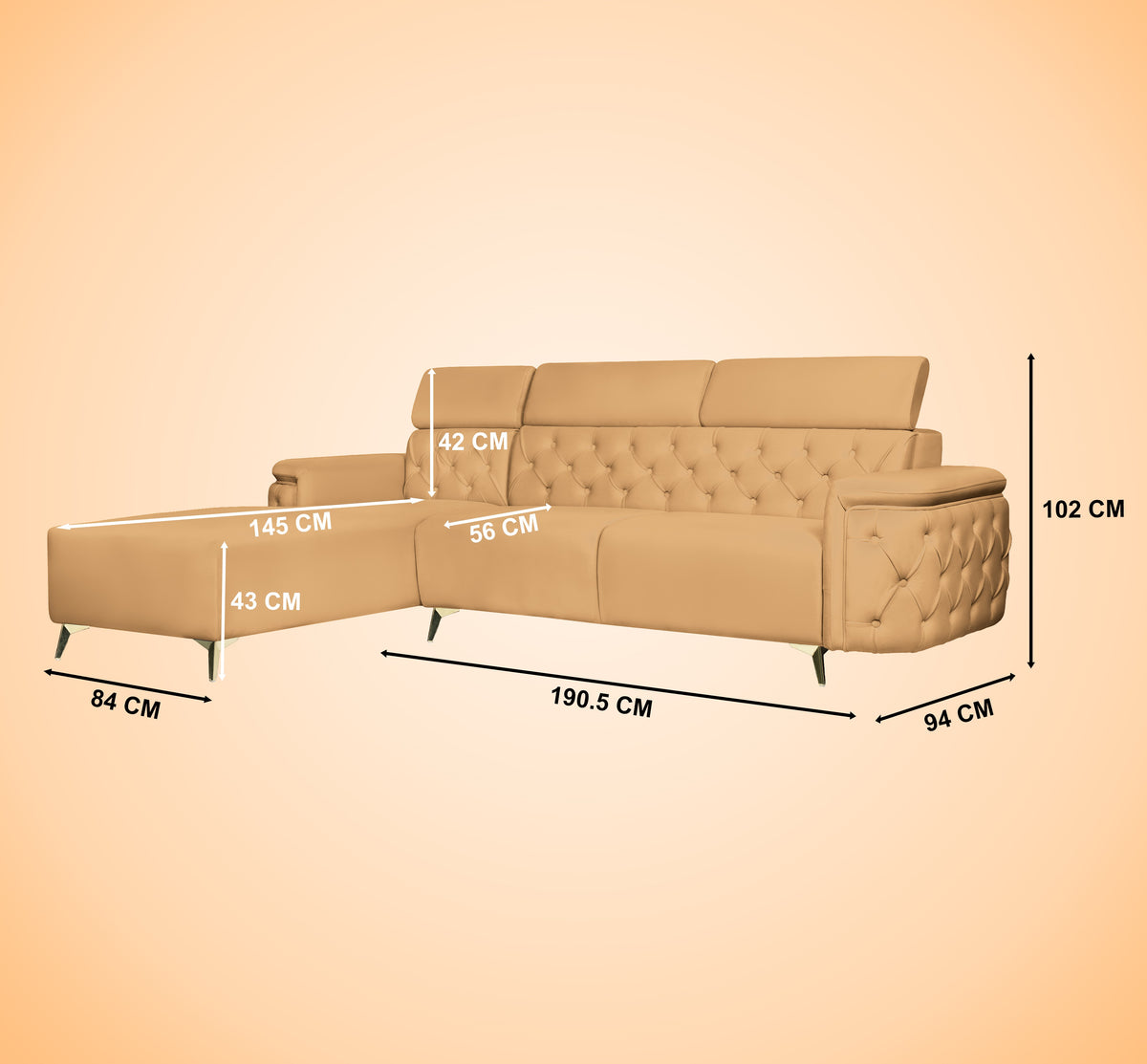 Insopack Sofa Aura 6 Seater LHC (Beige)