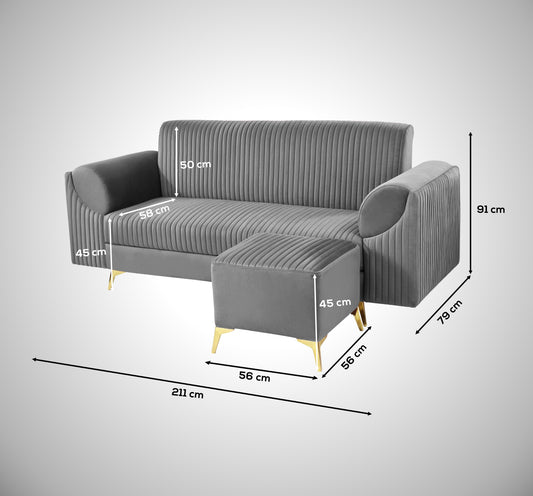 Insopack Sofa Signature 4 Seater Ottoman (Grey)