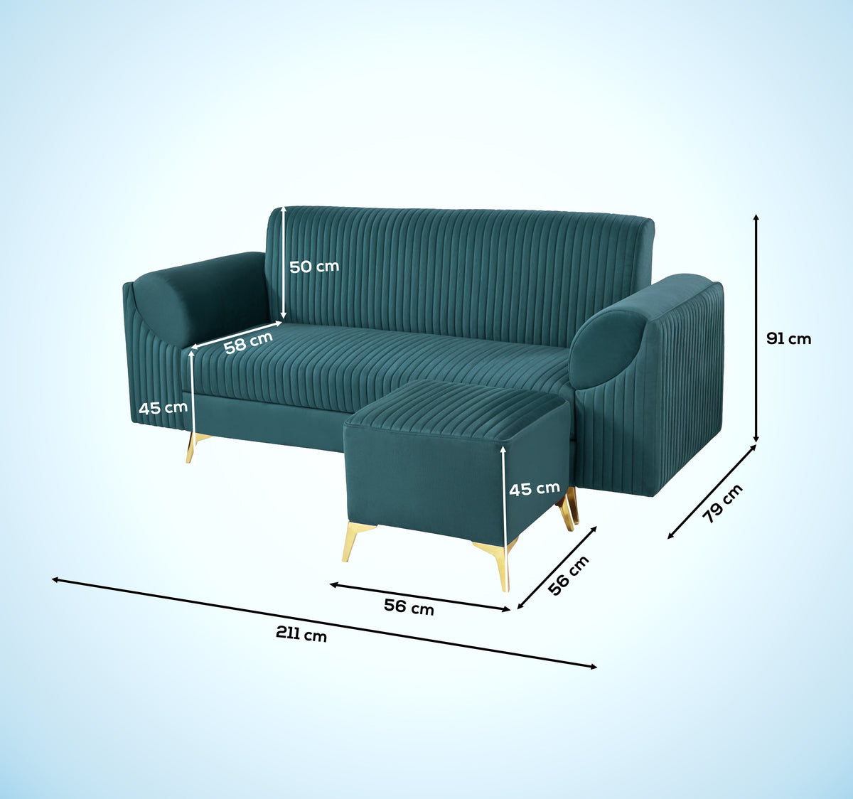Insopack Sofa Signature 4 Seater Ottoman (Teal)