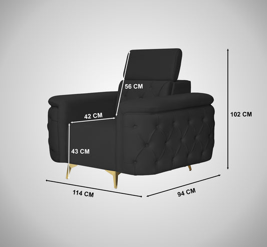 Insopack Sofa Aura 1 Seater (Black)