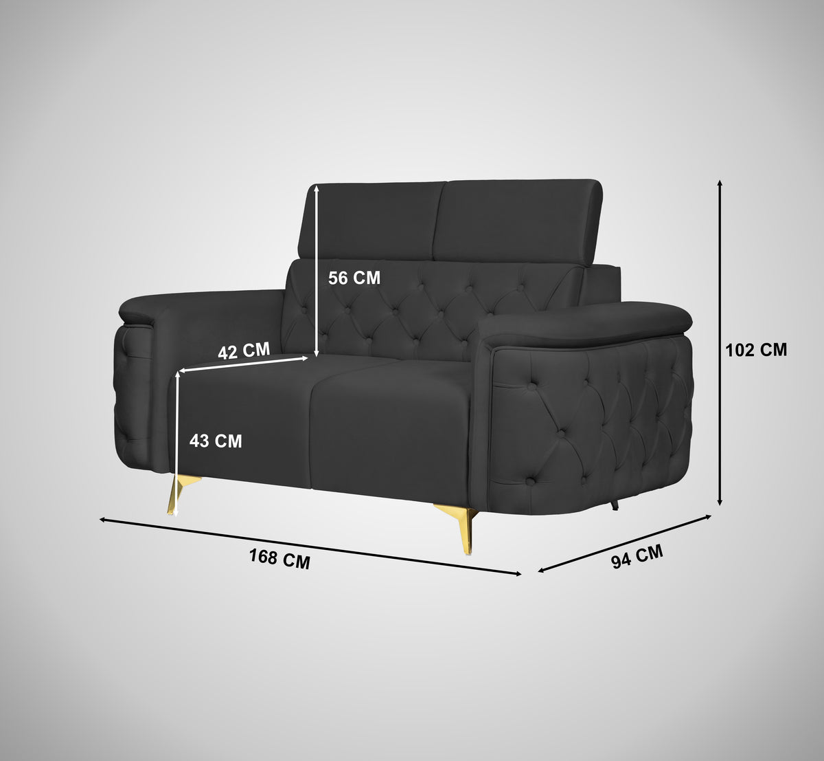 Insopack Sofa Aura 2 Seater (Black)