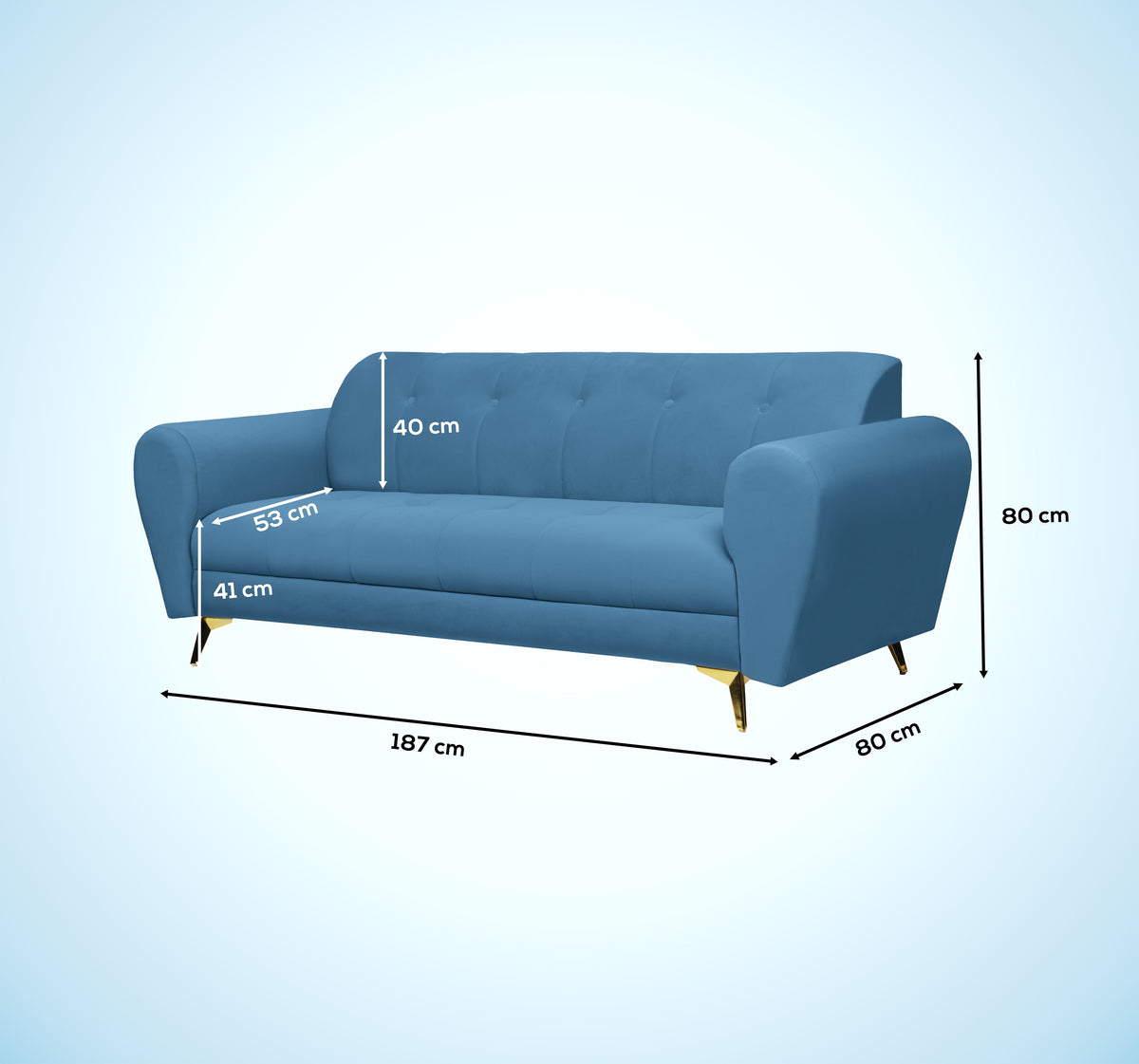 Insopack Sofa Crown Icon 3 Seater (Sky Blue)