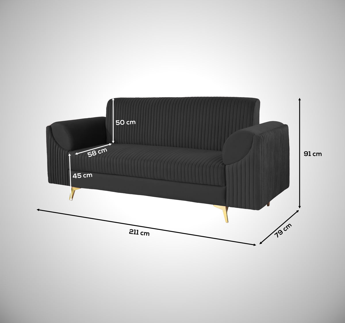 Insopack Sofa Signature 3 Seater (Black)