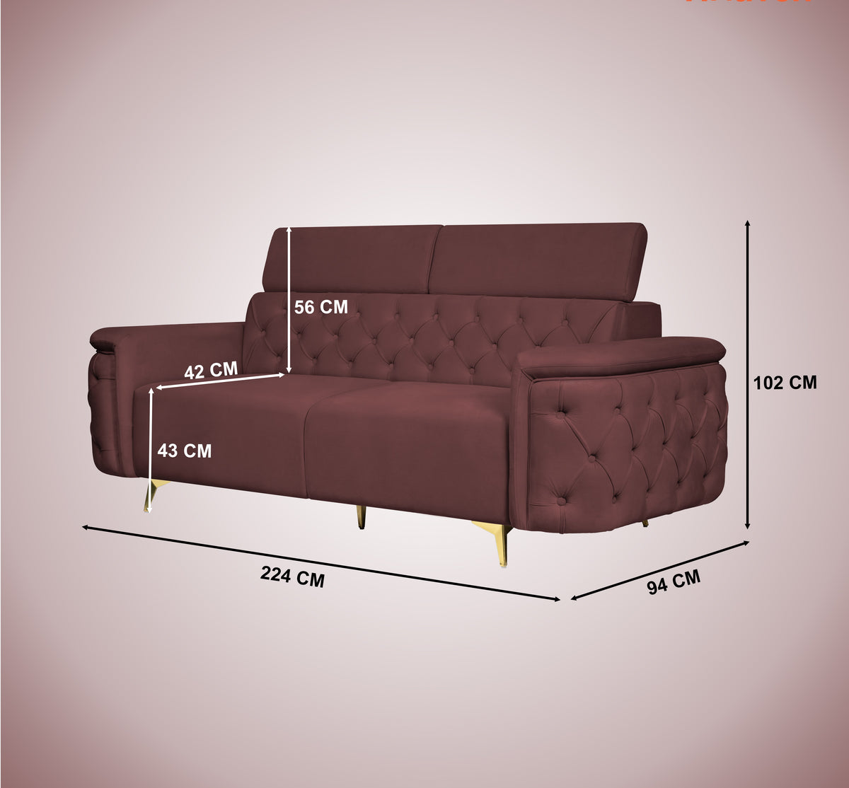 Insopack Sofa Aura 3 Seater (Brown)