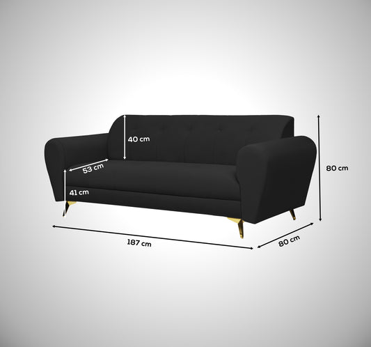 Insopack Sofa Crown Icon 3 Seater (Black)