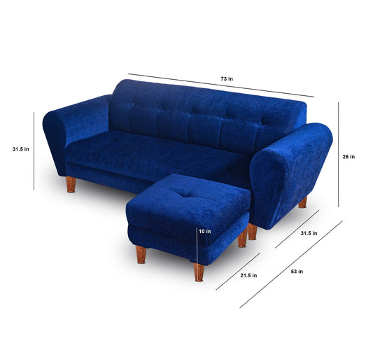 Insopack Sofa Crown 5 Seater with 2 Ottoman (Blue)