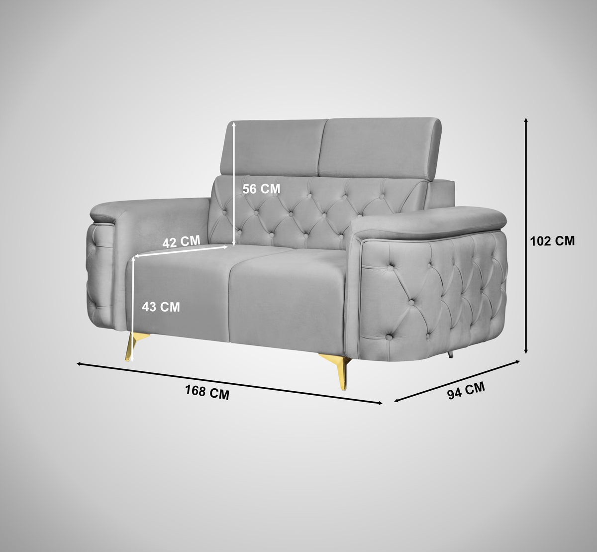 Insopack Sofa Aura 2 Seater (Grey)