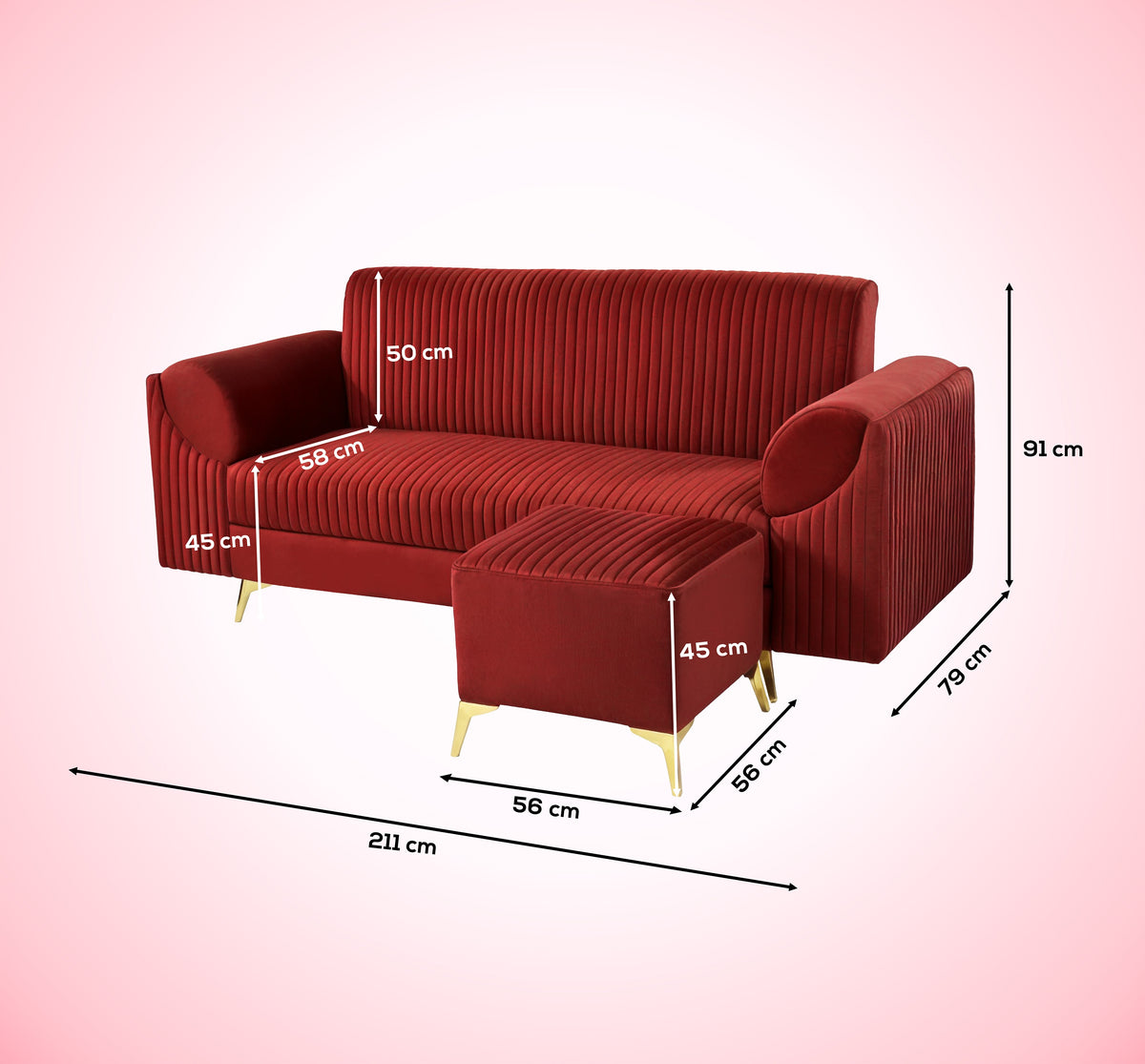 Insopack Sofa Signature 5 Seater Ottoman (Maroon)