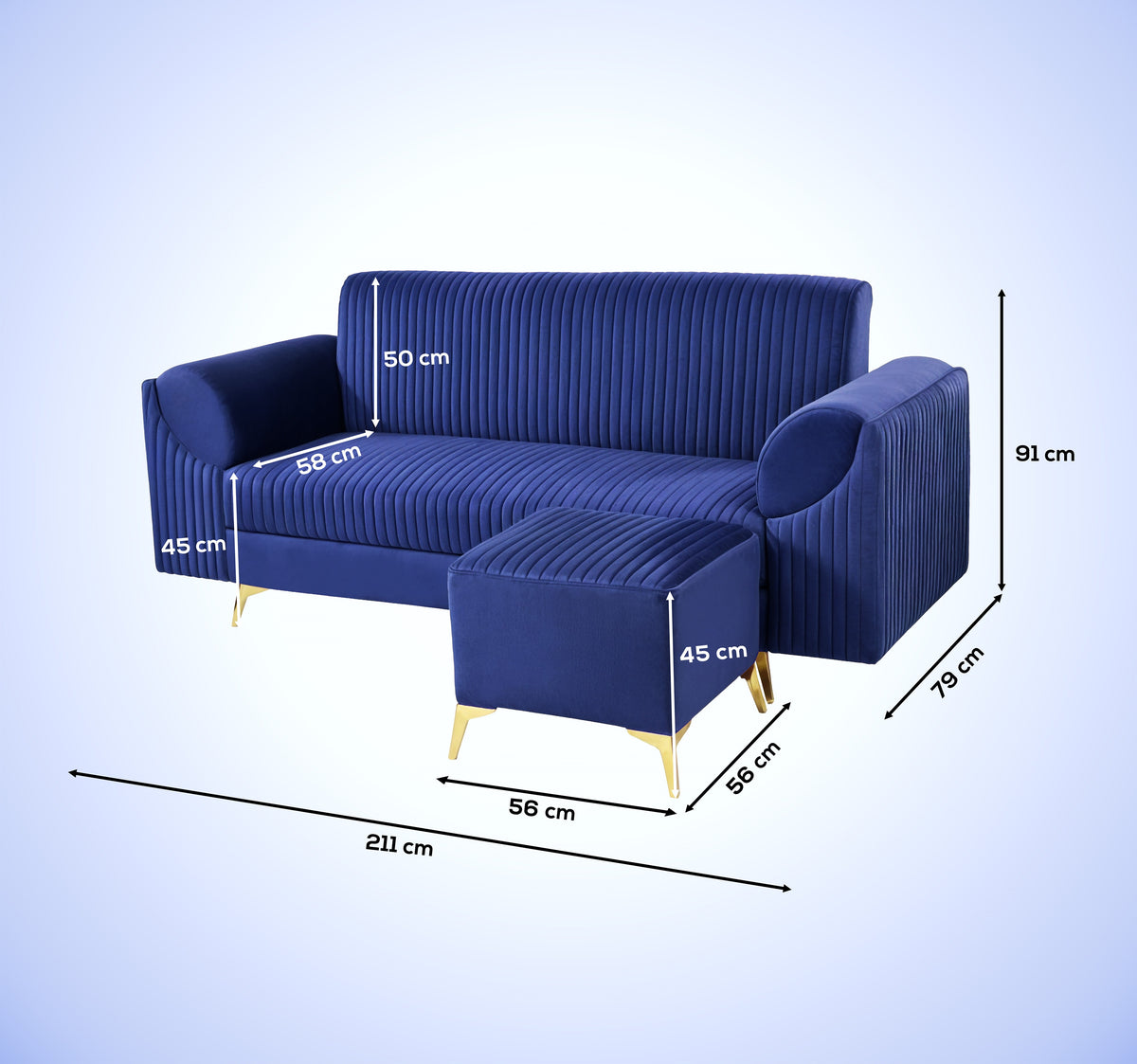 Insopack Sofa Signature 4 Seater Ottoman (Blue)