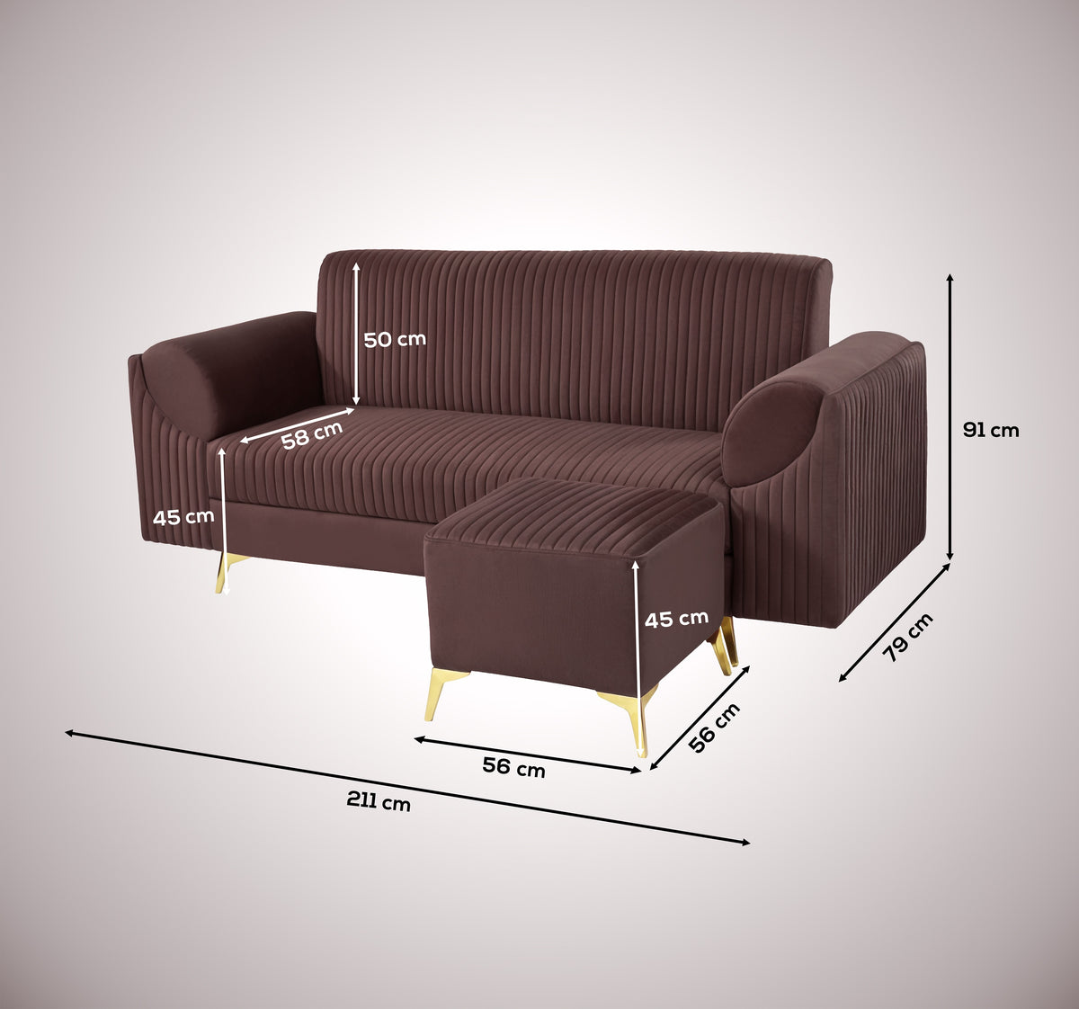 Insopack Sofa Signature 5 Seater Ottoman (Brown)