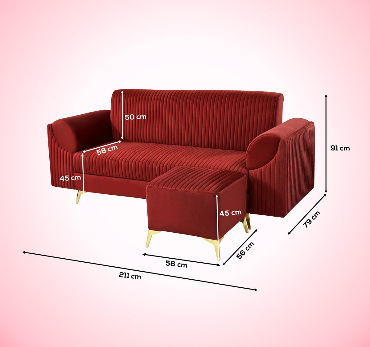 Insopack Sofa Signature 4 Seater Ottoman (Maroon)