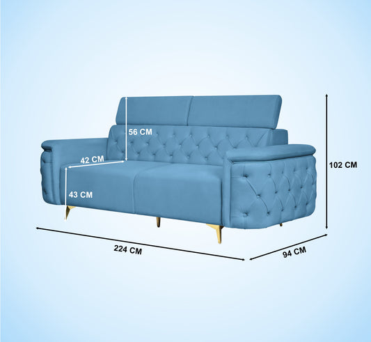 Insopack Sofa Aura 3 Seater (Sky Blue)