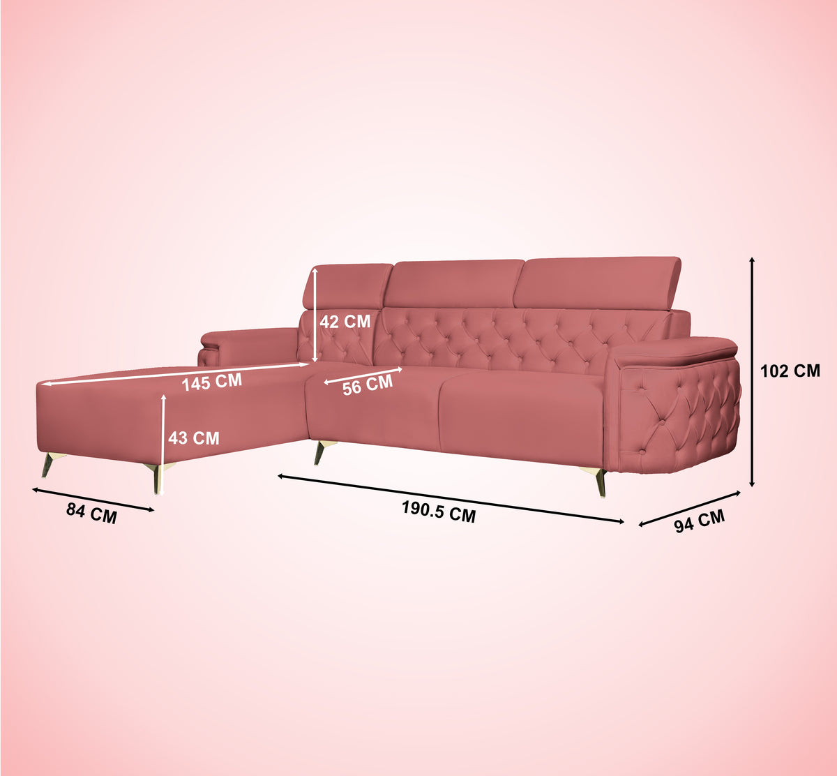 Insopack Sofa Aura 6 Seater RHC (Peach)