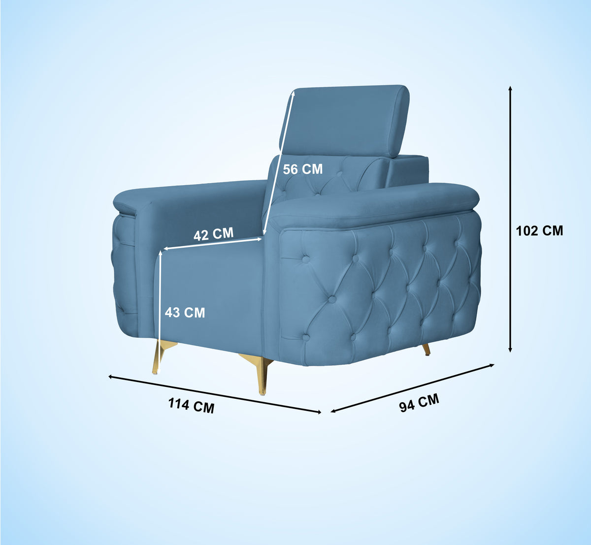 Insopack Sofa Aura 1 Seater (Sky Blue)