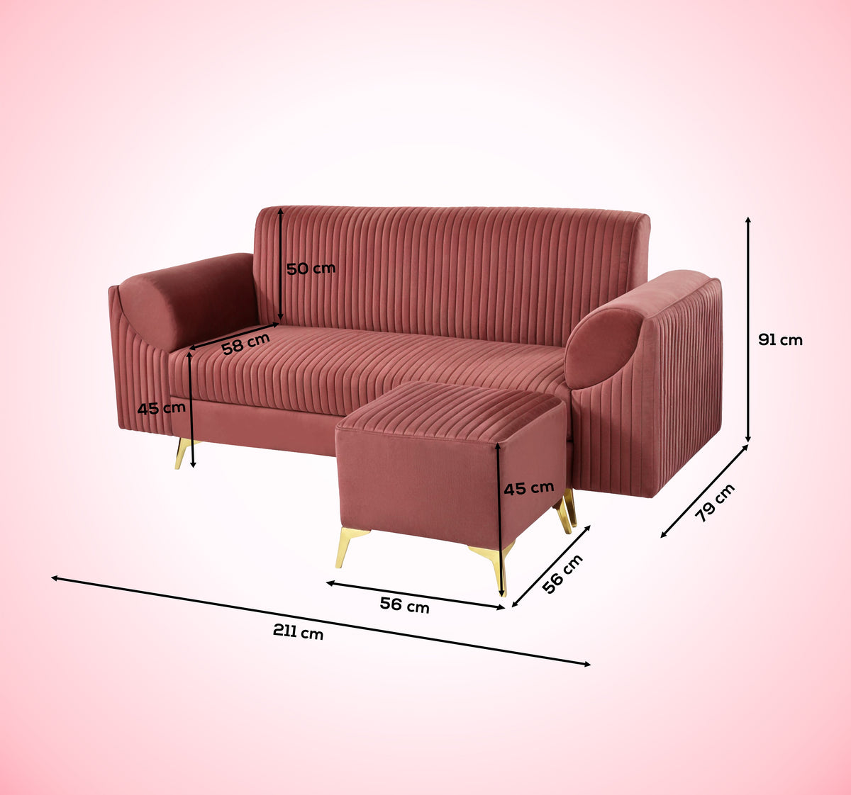 Insopack Sofa Signature 4 Seater Ottoman (Peach)