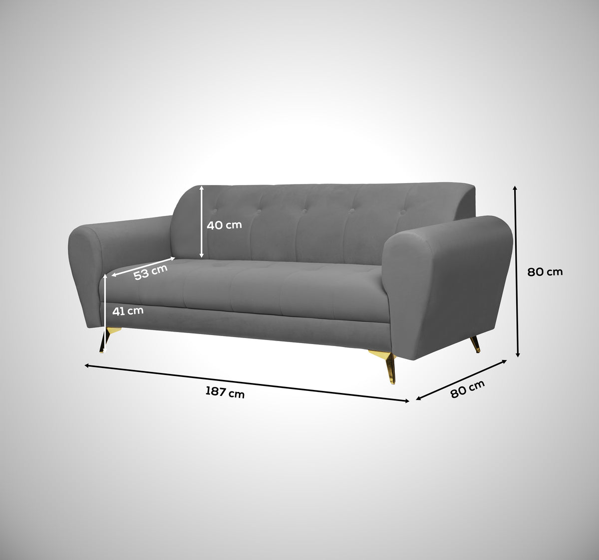 Insopack Sofa Crown Icon 3 Seater (Grey)