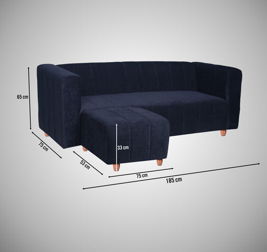 Insopack Sofa Victor 3 Seater with 1 Ottoman (Black)