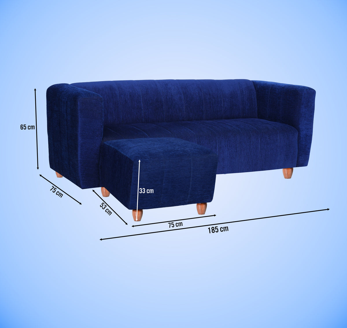 Insopack Sofa Victor 3 Seater with 1 Ottoman (Blue)